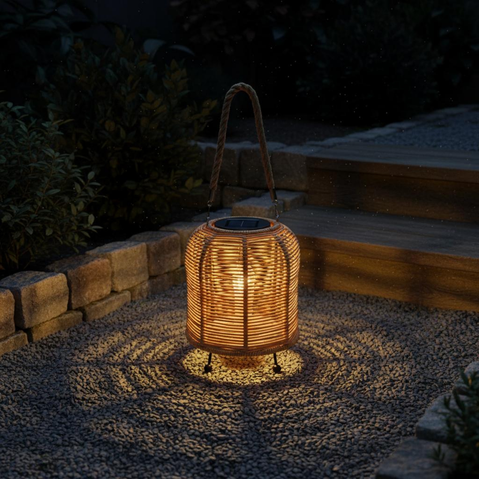 Outdoor Power For Lights - Handwoven Solar Lantern Braided Rope Handle