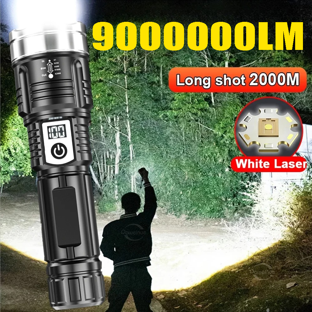 Outdoor Power For Lights - High Power 200000LM LED Flashlight Built-in