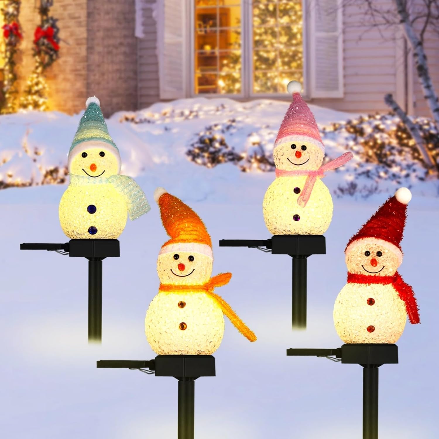Outdoor Yard Power Stake - LED Snowman Solar Garden Light Outdoor
