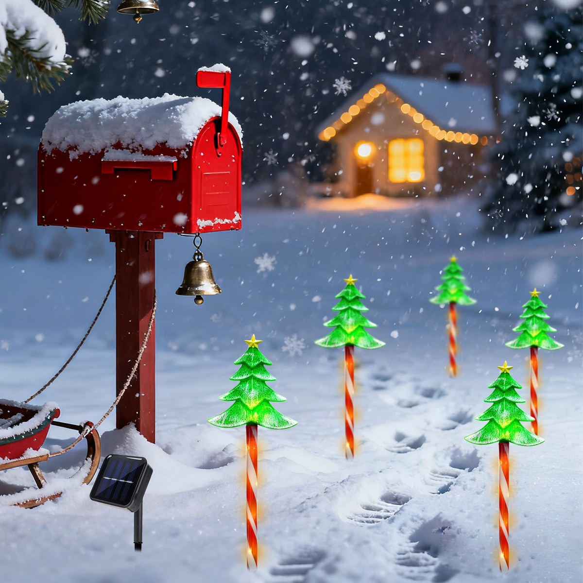 Outdoor Yard Power Stake - Pop 5pcs/set LED Xmas Tree Decorative