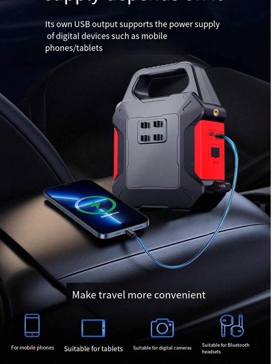 Outdoor Power For Lights - Compact 600A Peak 150PSI Dual-Use Car