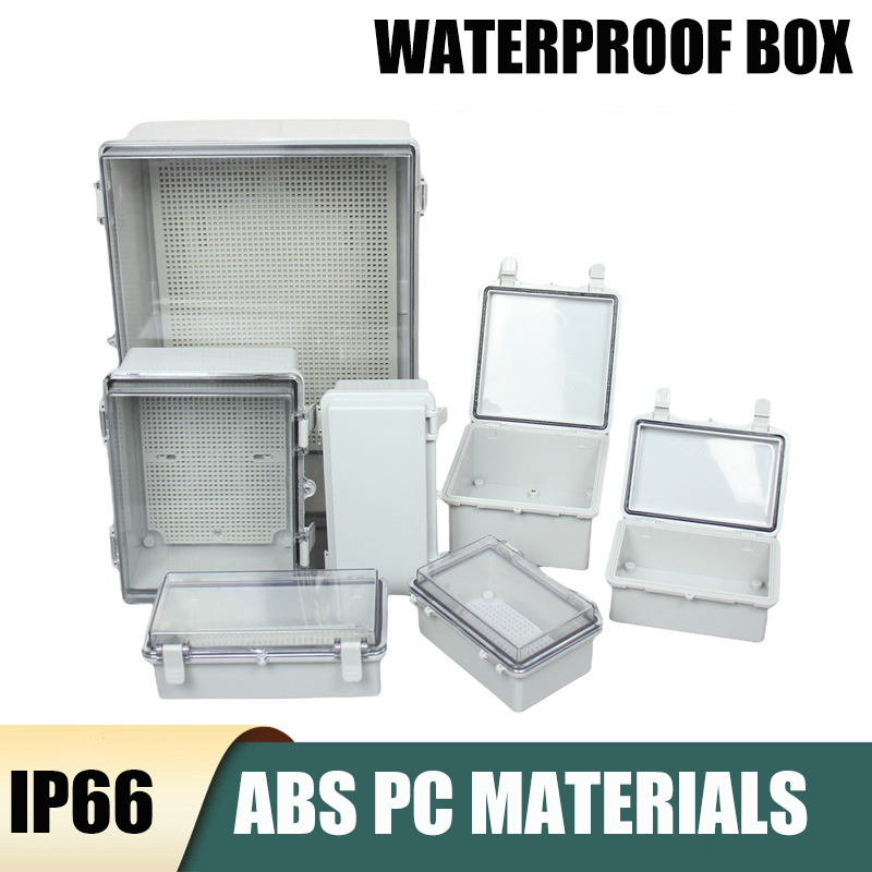 Outdoor Power Junction Box - IP66 Waterproof Transparent/Gray Cover ABS Plastic