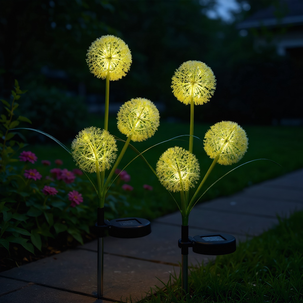 Outdoor Yard Power Stake - Outdoor Solar Dandelion Flower Lights, LED