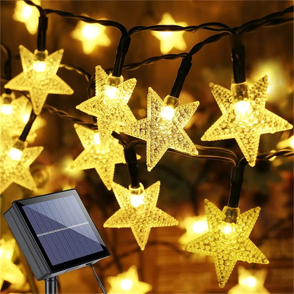 Outdoor Solar Power Xmas Lights - Outdoor Solar Powered Star String Lights