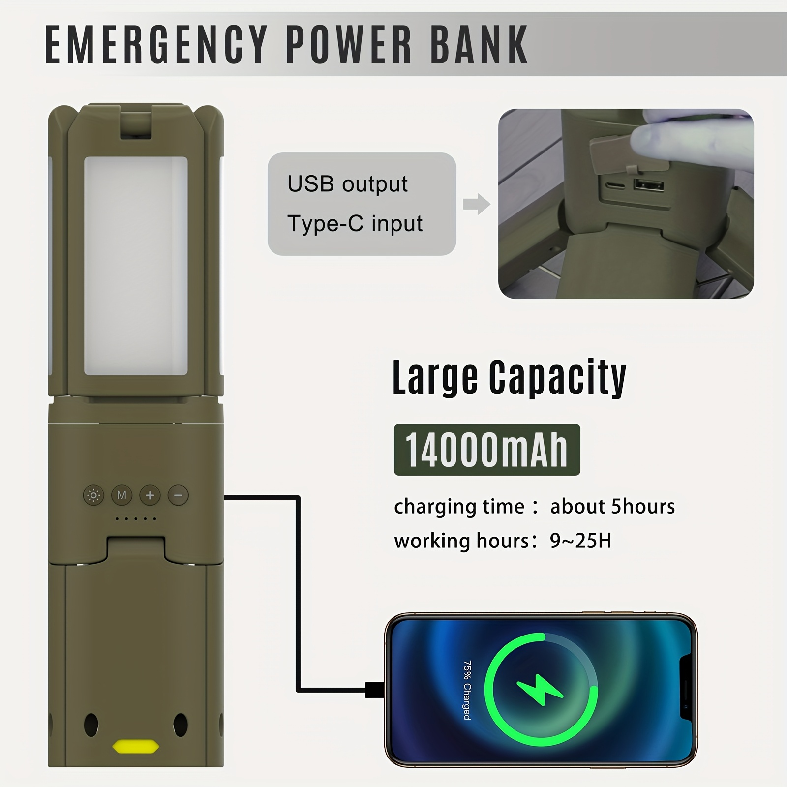 Camping Lantern, 14000mAh Rech - Outdoor Power For Lights บทวิจารณ์และราคา