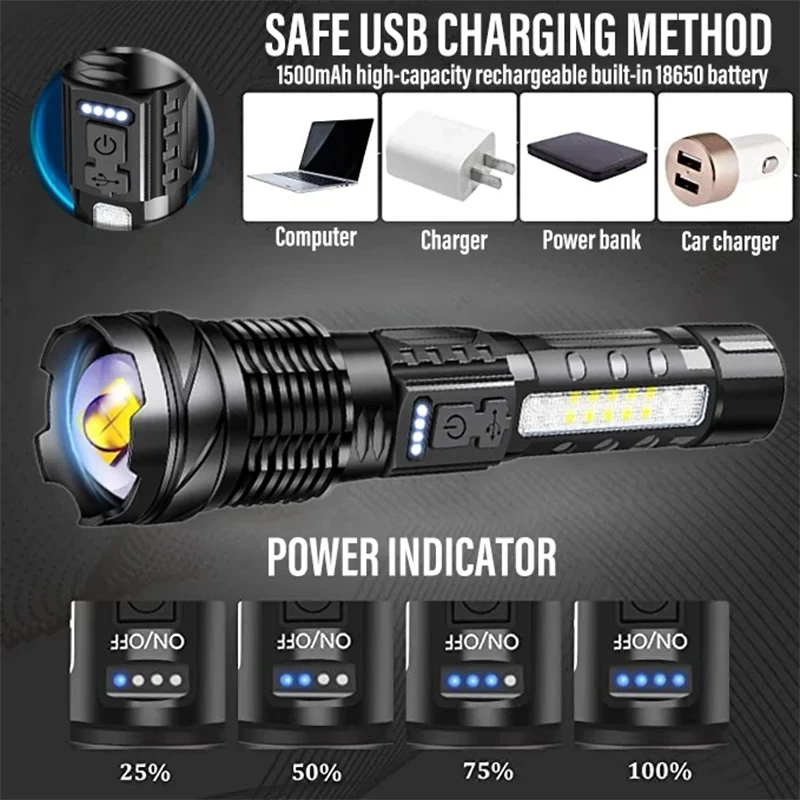 Powerful LED Flashlight Rechar - Outdoor Power For Lights บทวิจารณ์และราคา