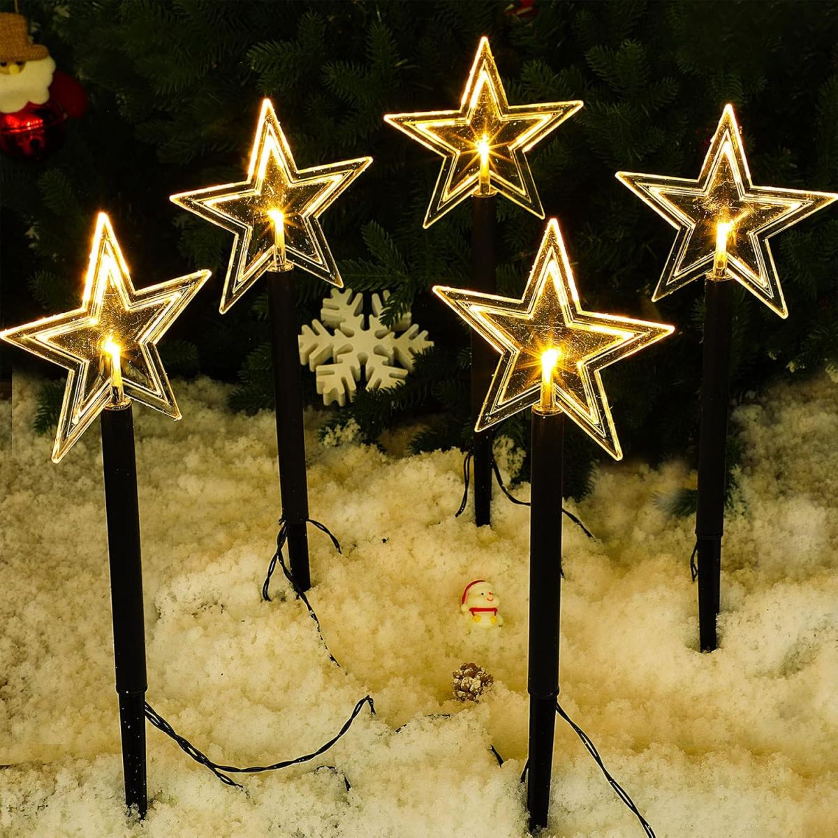 5Pcs Christmas Pathway Lights  - Outdoor Solar Power Xmas Lights บทวิจารณ์และราคา