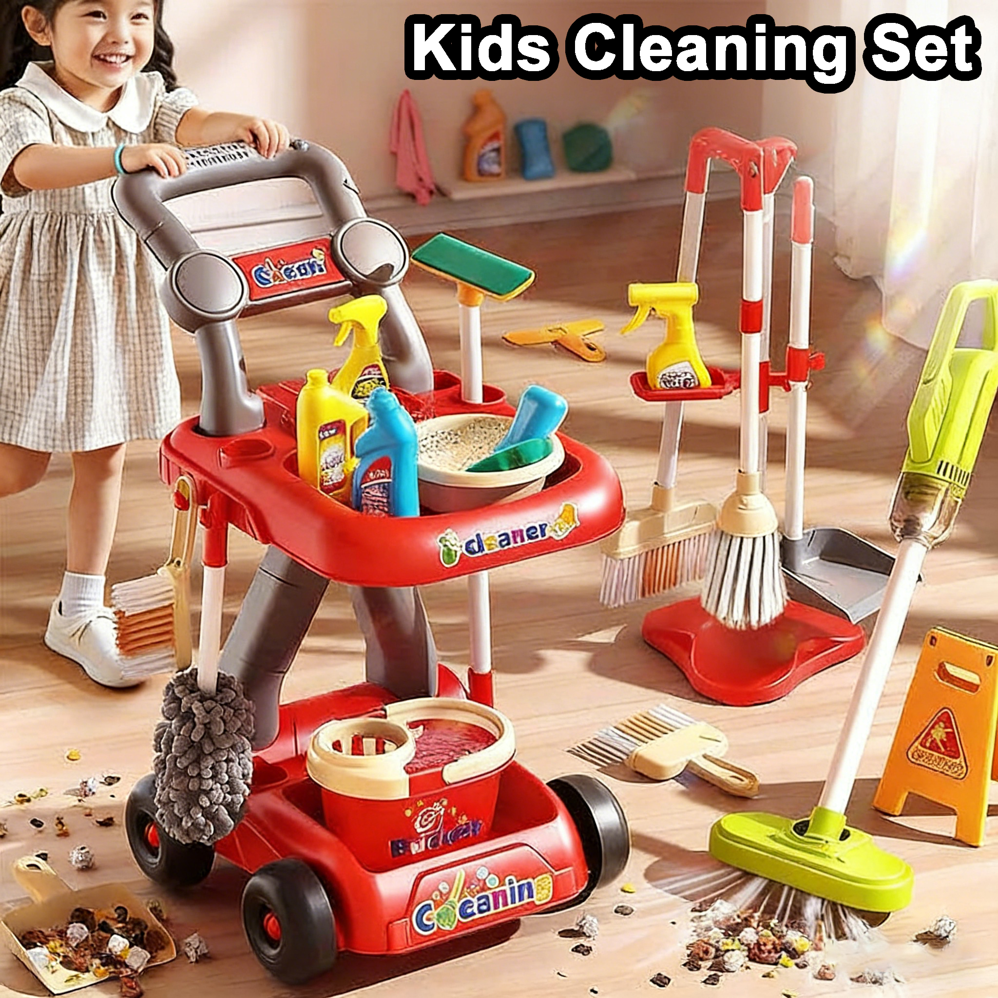 Kids Cleaning Toy Set Housekee - Outdoor Power Broom บทวิจารณ์และราคา