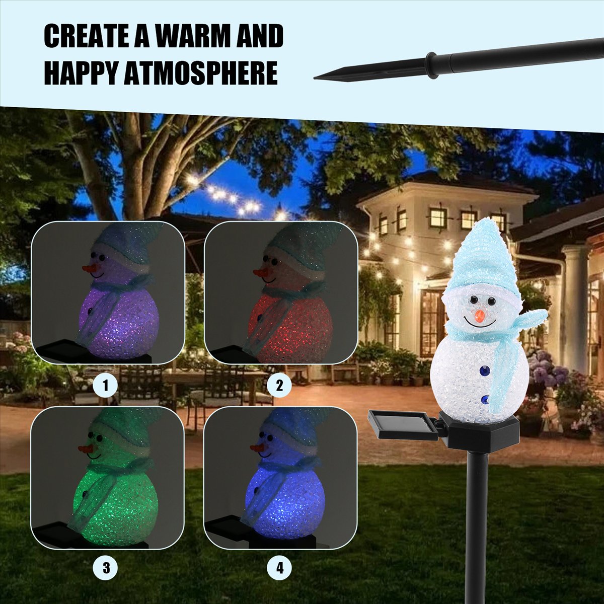 Carefree- Snowman Solar Lights - Outdoor Solar Power Xmas Lights บทวิจารณ์และราคา