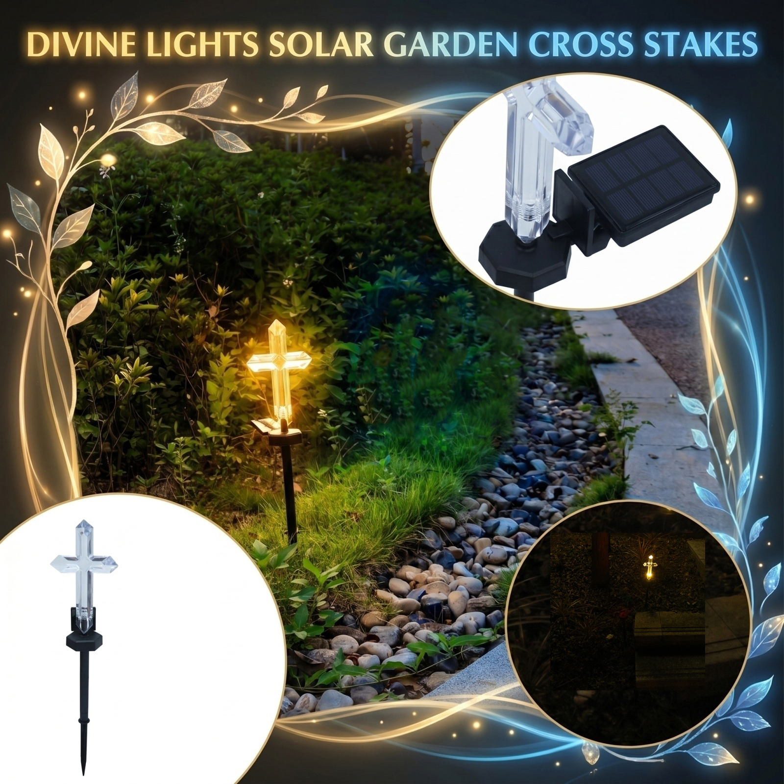 Solar-powered Cross Garden Sta - Outdoor Yard Power Stake บทวิจารณ์และราคา