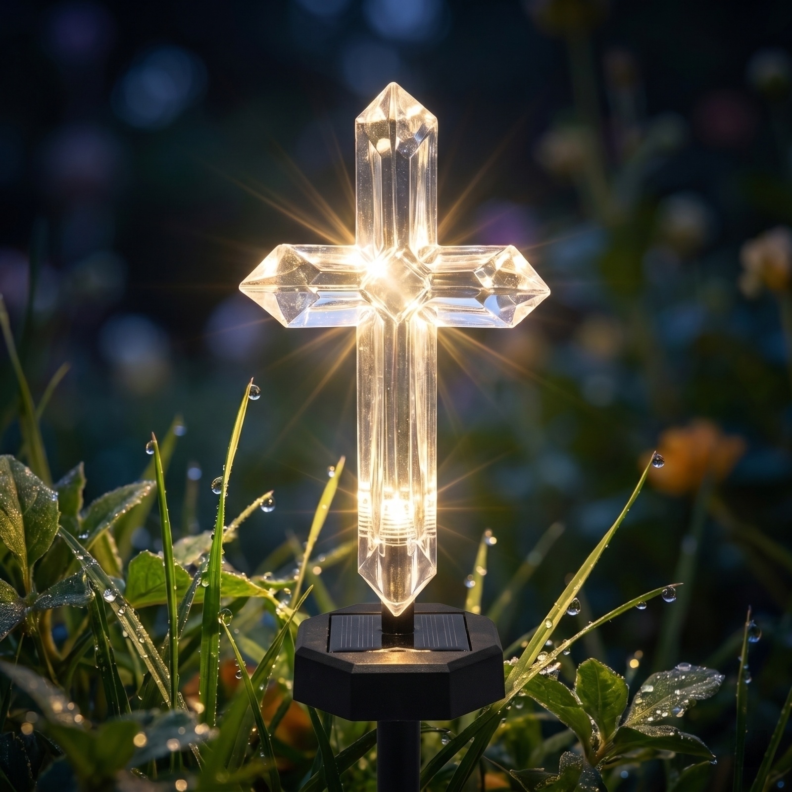 Solar-powered Cross Garden Sta - Outdoor Yard Power Stake บทวิจารณ์และราคา