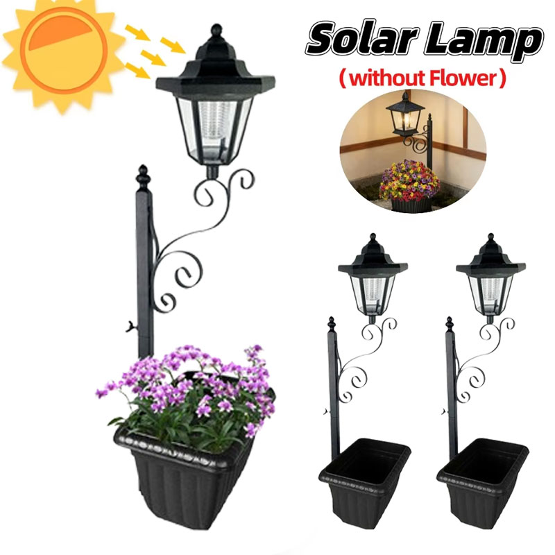Solar Powered Lamppost Planter - Outdoor Yard Power Stake บทวิจารณ์และราคา