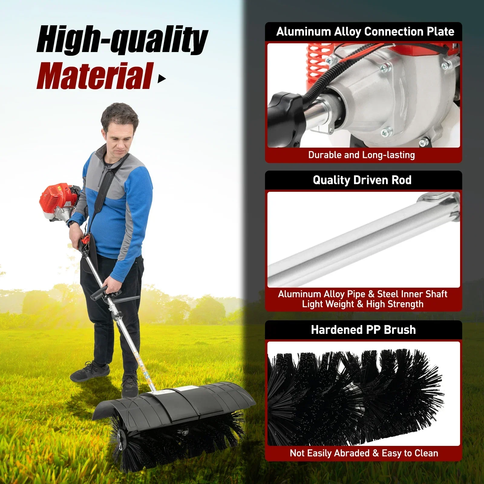 2-Stroke Gas-Powered Lawn Swee - Outdoor Power Broom บทวิจารณ์และราคา