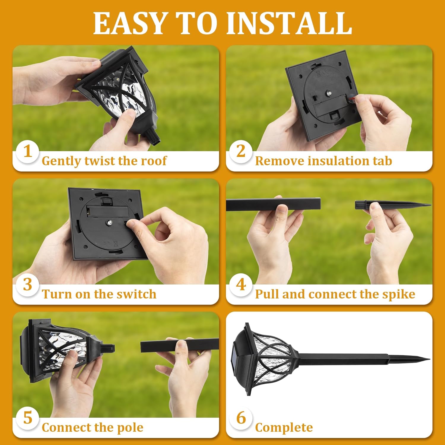 1-8PCS Solar Powered Outdoor G - Outdoor Yard Power Stake บทวิจารณ์และราคา
