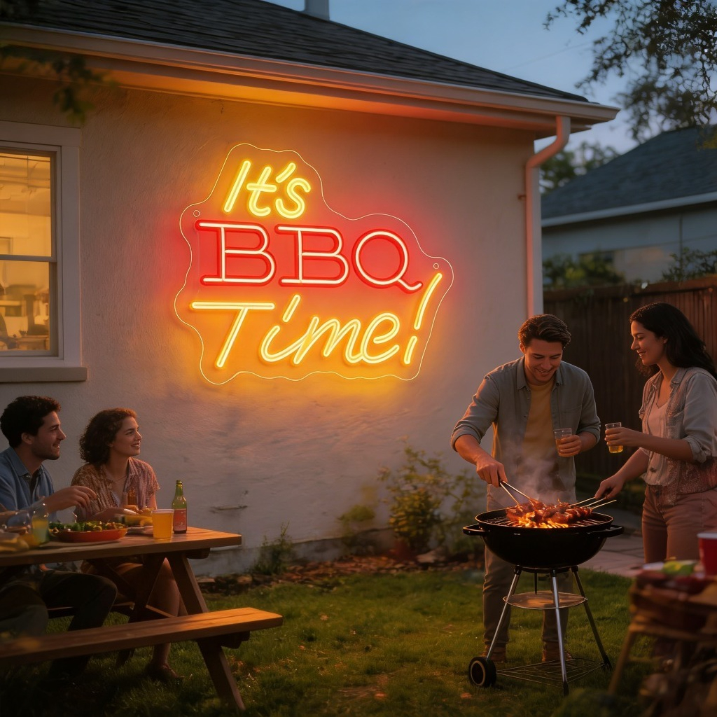 It's BBQ Time Neon Sign Family - Outdoor Power Grill บทวิจารณ์และราคา
