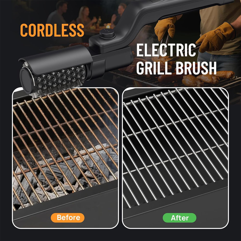 Electric Grill Brush Rechargea - Outdoor Power Grill บทวิจารณ์และราคา