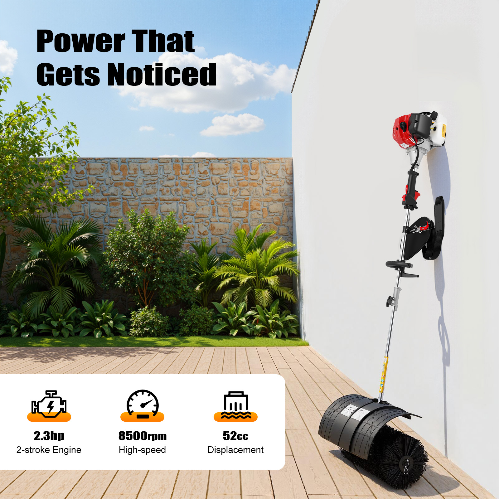 2.3HP Gas-Powered Sweeper, 850 - Outdoor Power Broom บทวิจารณ์และราคา