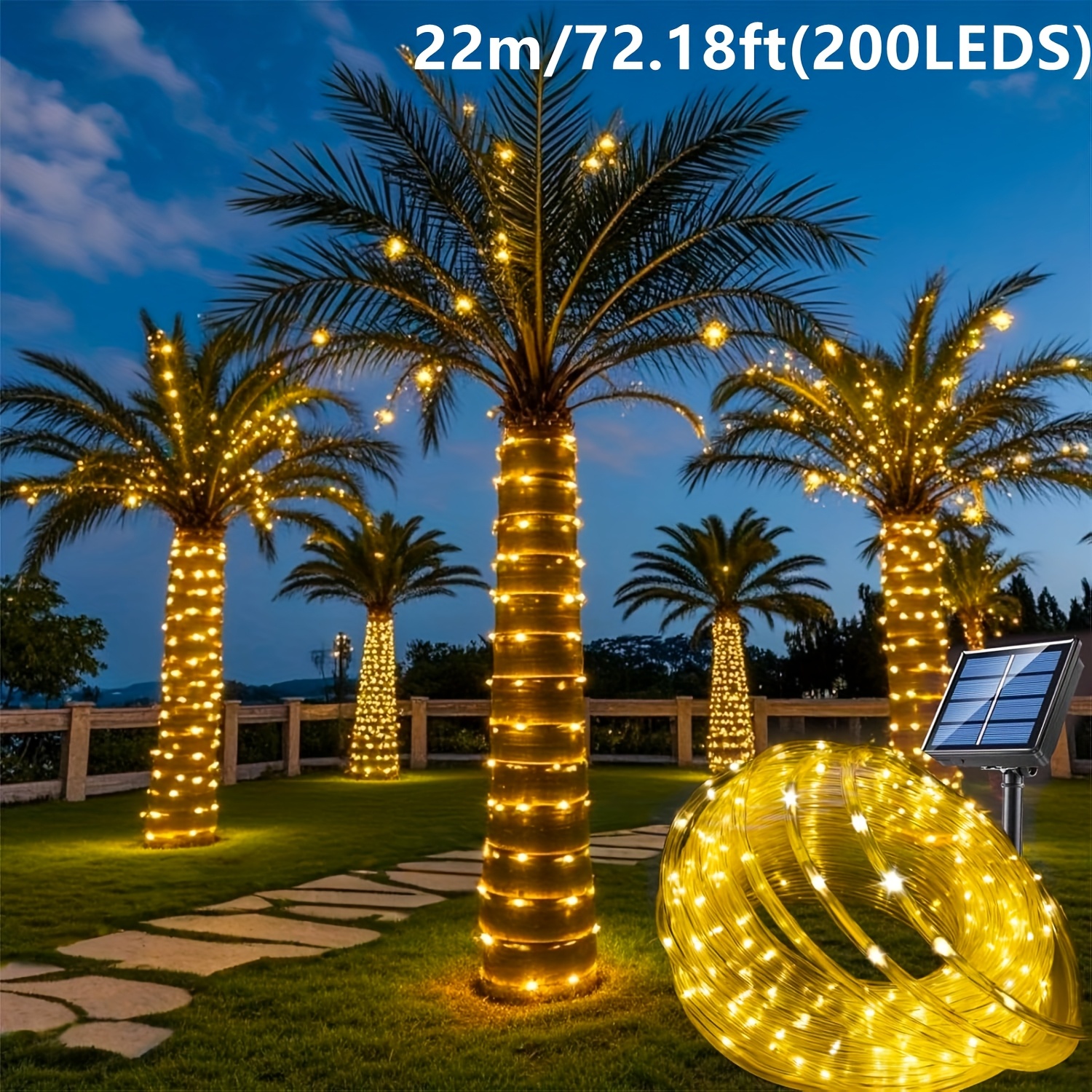 Solar Rope Light 8 Mode Waterp - Outdoor Solar Power Xmas Lights บทวิจารณ์และราคา