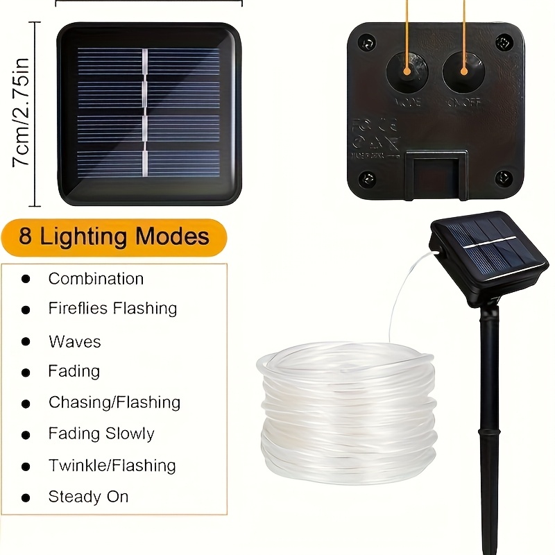 Solar Rope Light 8 Mode Waterp - Outdoor Solar Power Xmas Lights บทวิจารณ์และราคา