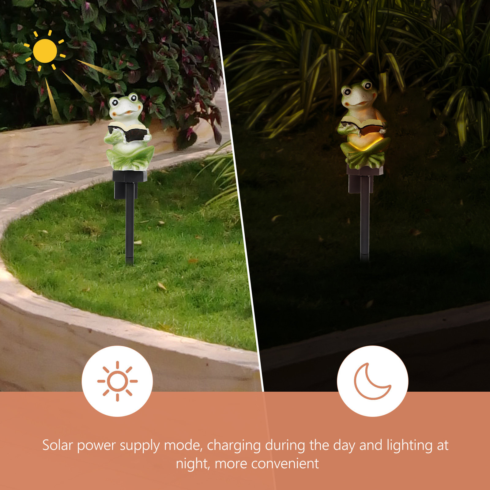 Solar Frog Light Resin Garden  - Outdoor Yard Power Stake บทวิจารณ์และราคา